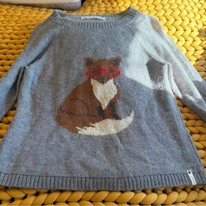 Woolrich Gray Sweater with Fox and Red Glasses